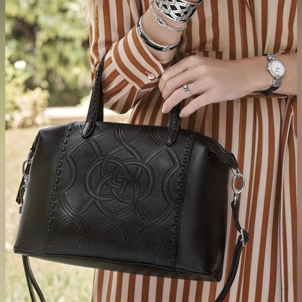 NWT BRIGHTON JANELLE SATCHEL CROSSBODY BLACK BAG - Picture 5 of 10